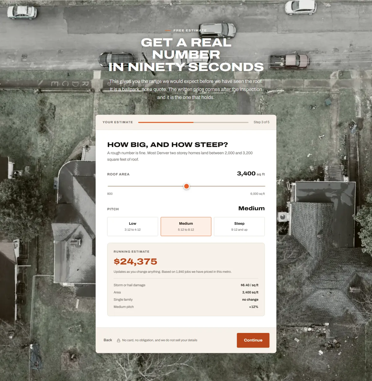 The RIDGE estimator, showing the running estimate