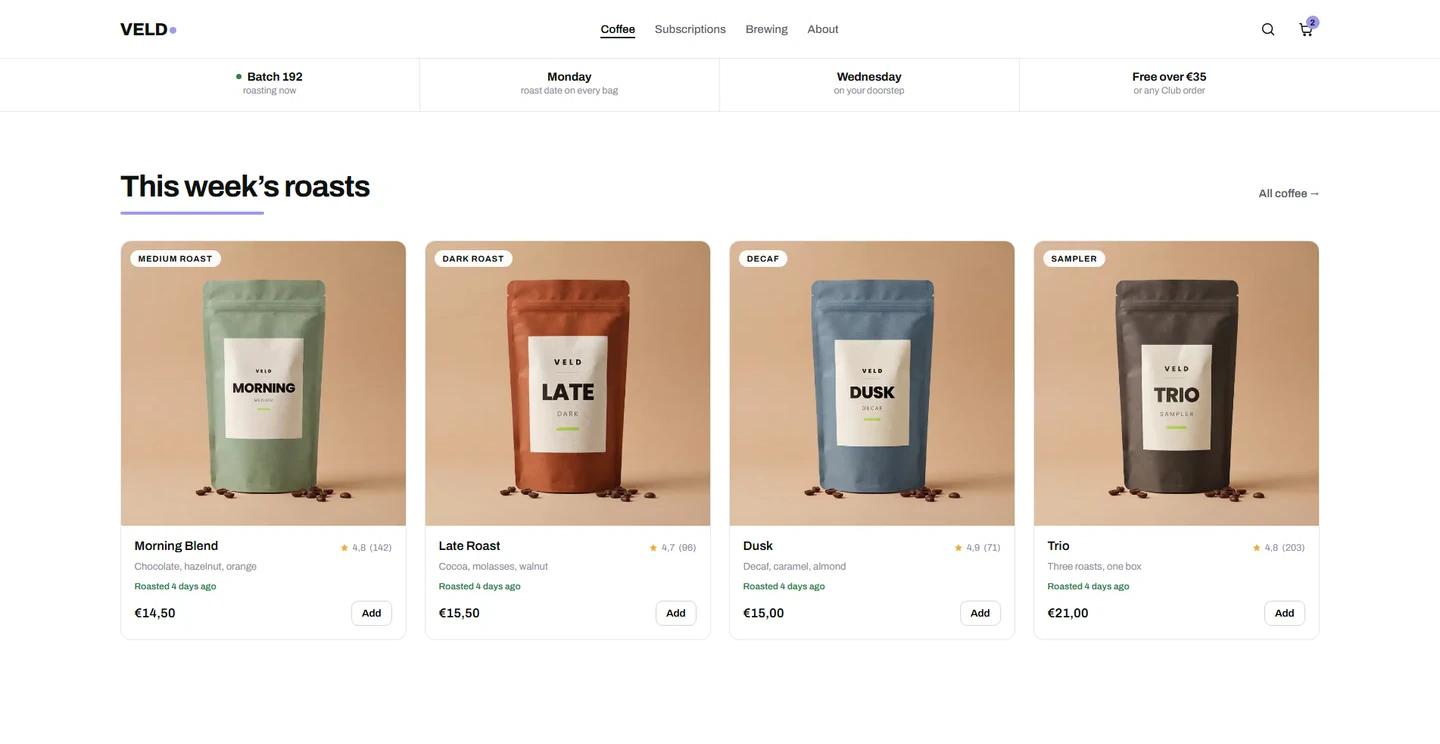 De webshop van VELD