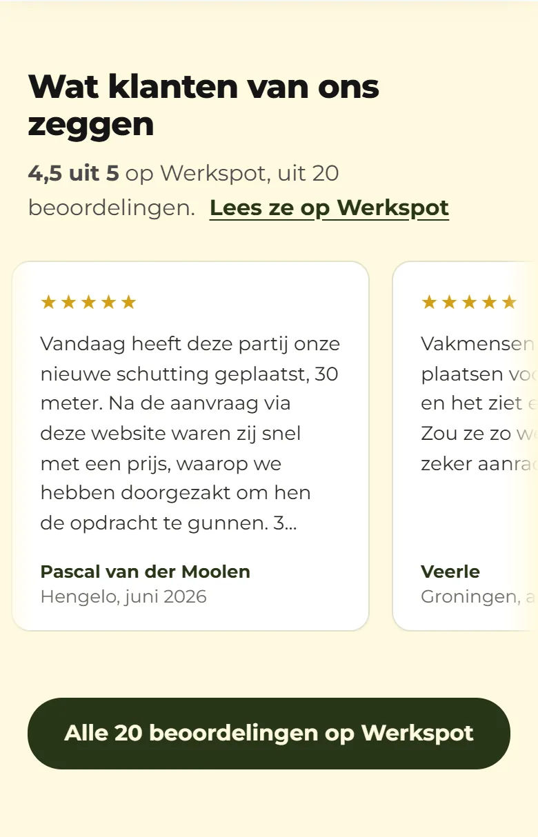 Woodsucces, de beoordelingen van Werkspot op de homepage